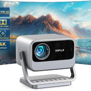 Smart 4K Projector, Auto Focus & Keystone, VOPLLS 700 ANSI Full HD 1080P WiFi 6 Bluetooth Portable Projector, 60Hz Home Cinema Projectors for iOS/Android/Outdoor