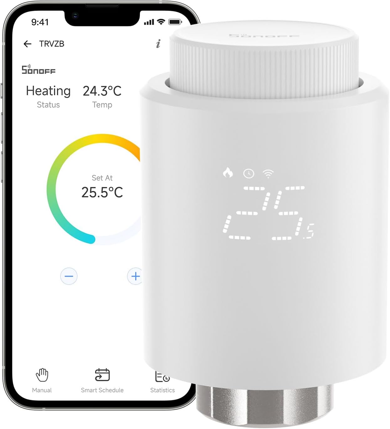 Zigbee Thermostatic Radiator Valve, TRVZB, Add-On Smart Radiator Valve For Smart Home Control, Easy Installation, Save Heating Costs, Works With Alexa, Google Home